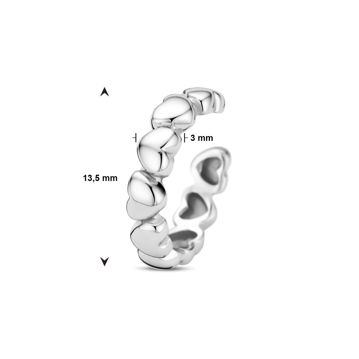 Silberne Earcuff mit Herzchen – rhodiniertes 925er Silber (pro Stück)