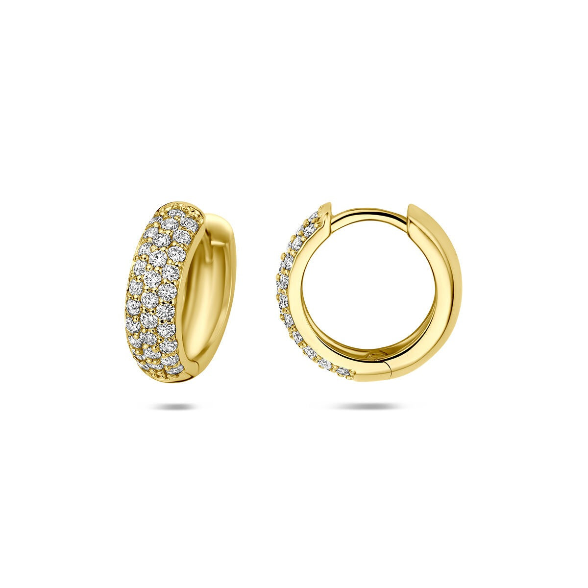 14 Karat Gelbgold Klappcreolen mit im Labor gezüchtetem Diamanten