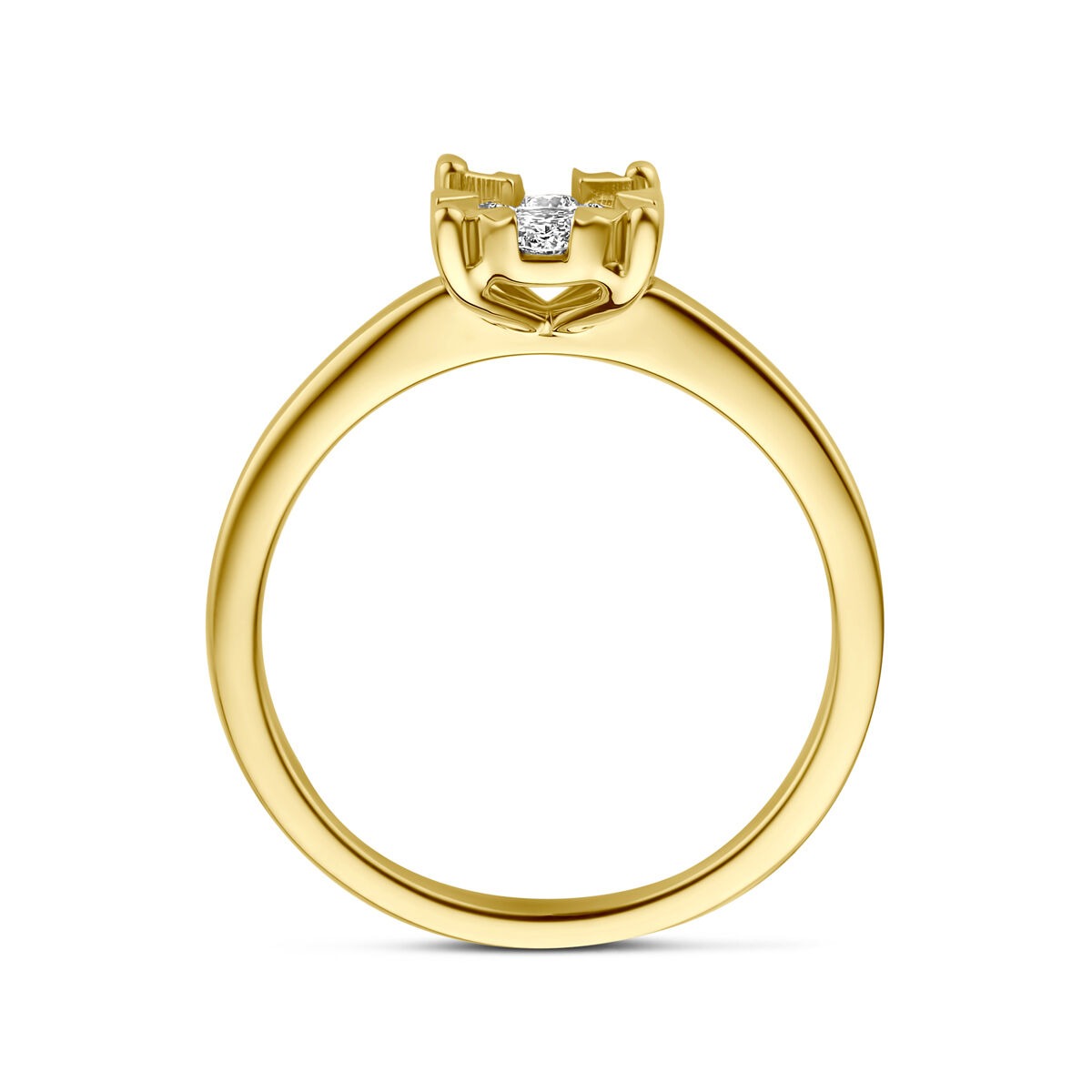 14 Karat Gelbgoldring mit im Labor gezüchtetem Diamanten