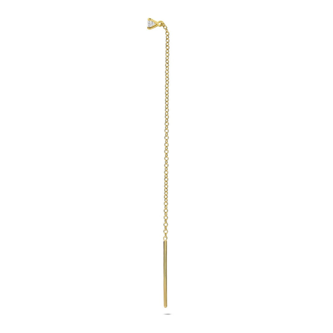 14k Geelgouden doortrekoorbel met diamant
