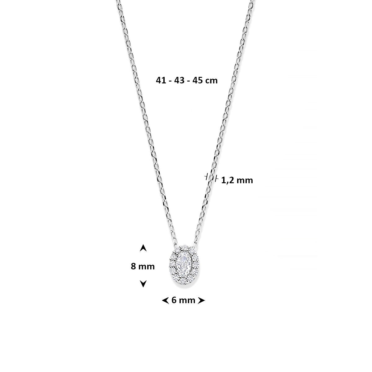 Rhodiniertes Silbercollier mit ovalem Zirkonia-Anhänger