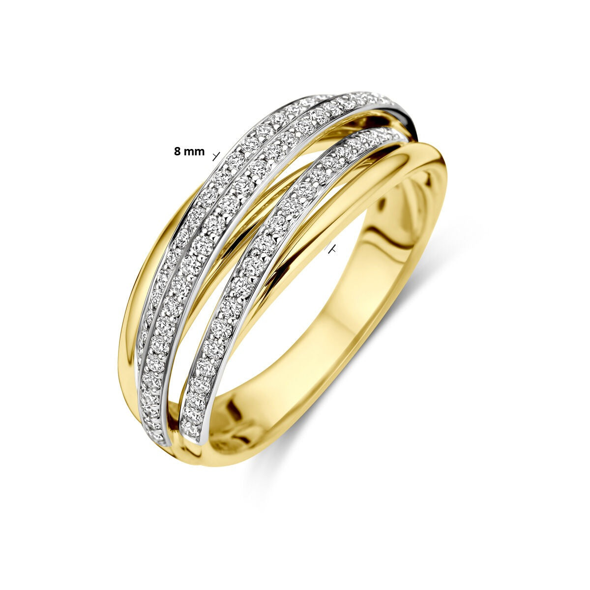 Bicolor-Goldring mit Diamant 14k Damen – 8 mm breit