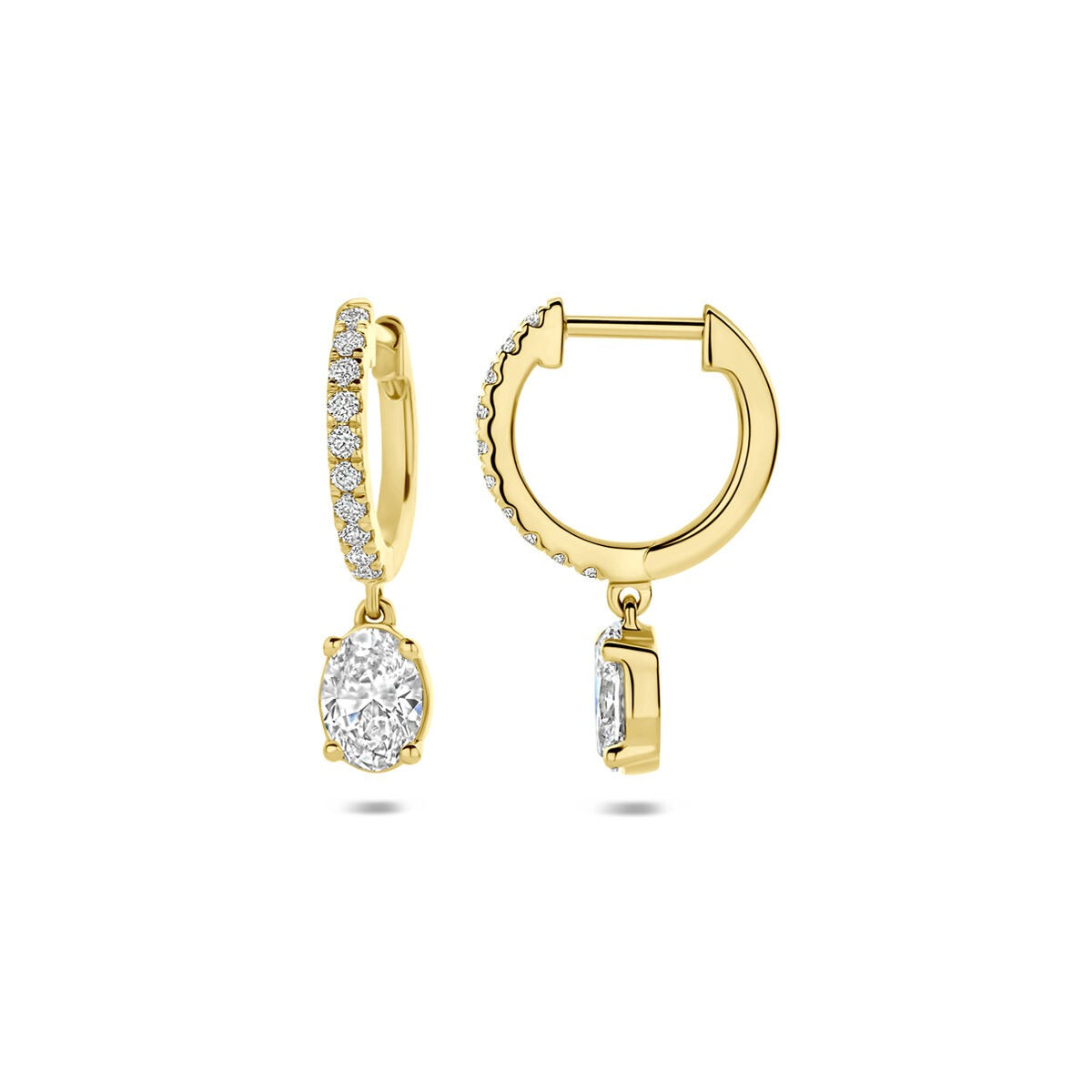 14 Karat Goldohrringe mit im Labor gezüchtetem Diamanten