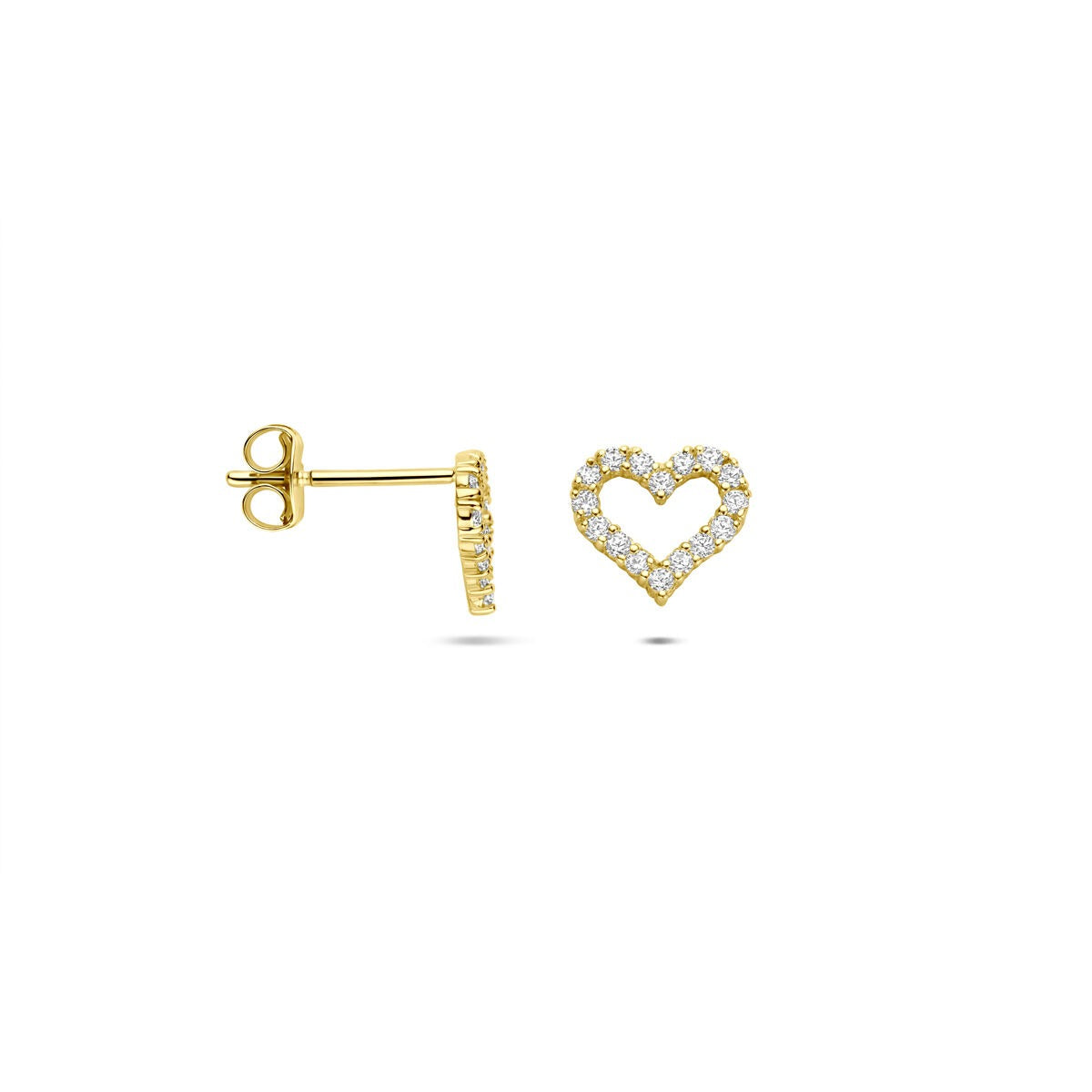 Goldene Herz-Ohrstecker 9k mit Zirkonia – Silber- und Goldohrringe