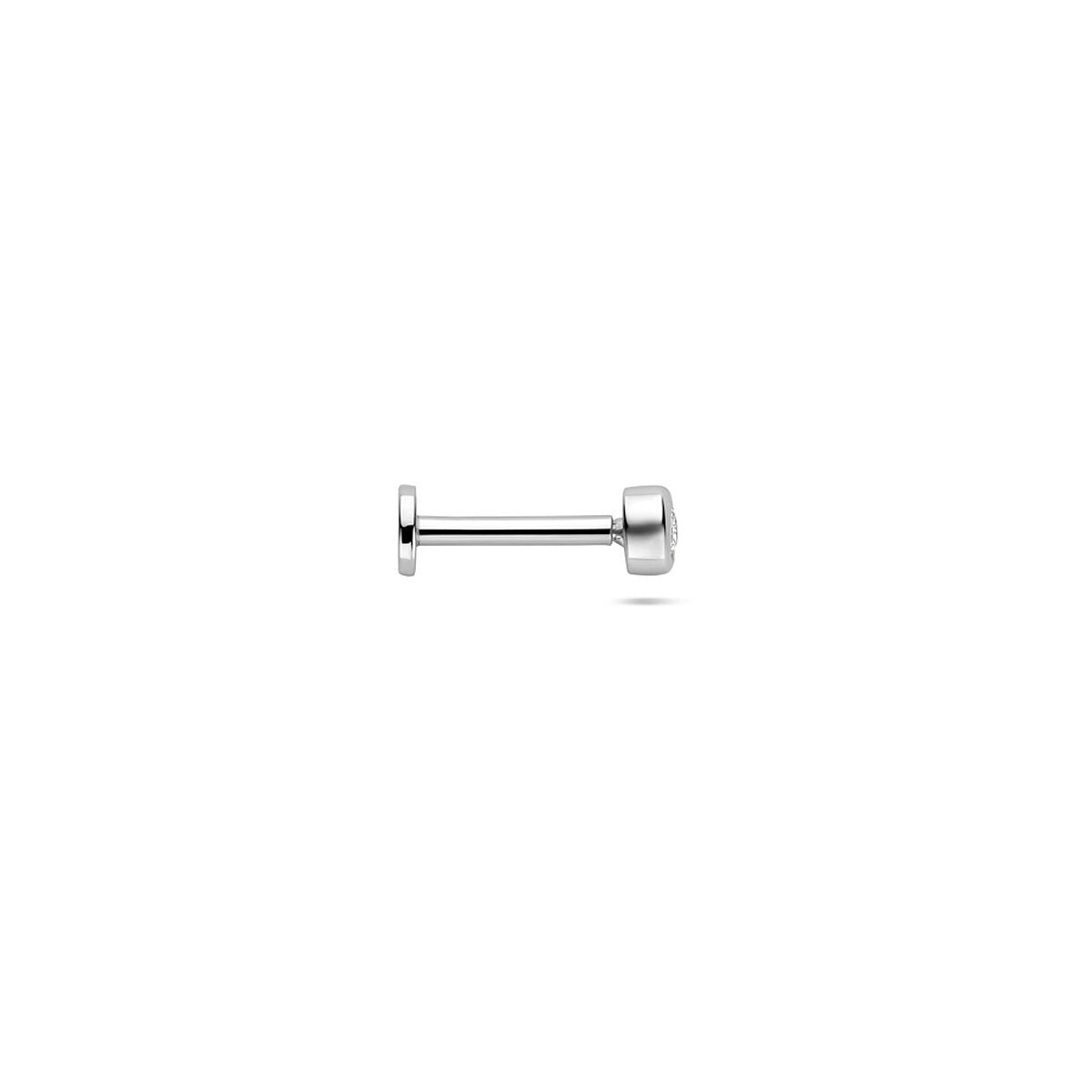 Rhodiniertes silbernes Flat-Back-Piercing mit Zirkonia