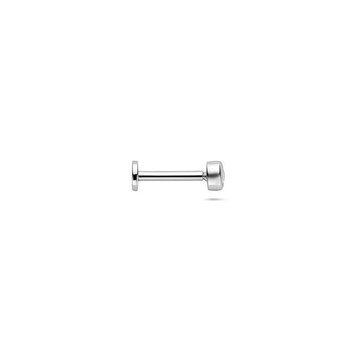 Gerhodineerd zilveren flat back piercing met zirkonia