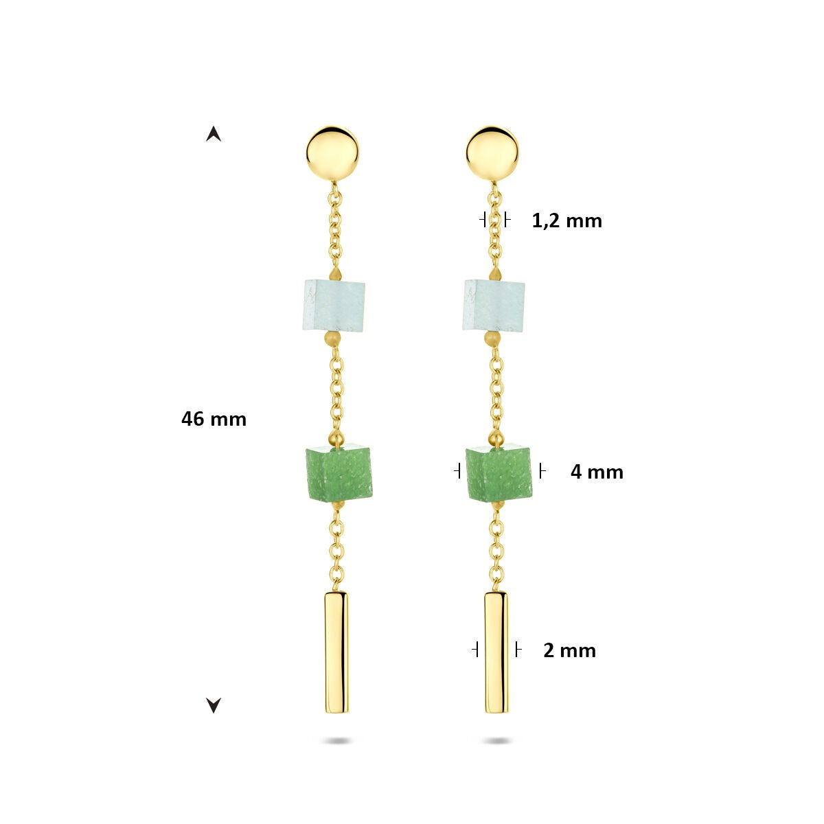Goldohrringe 14k mit blauem und grünem Quarzit – Damen