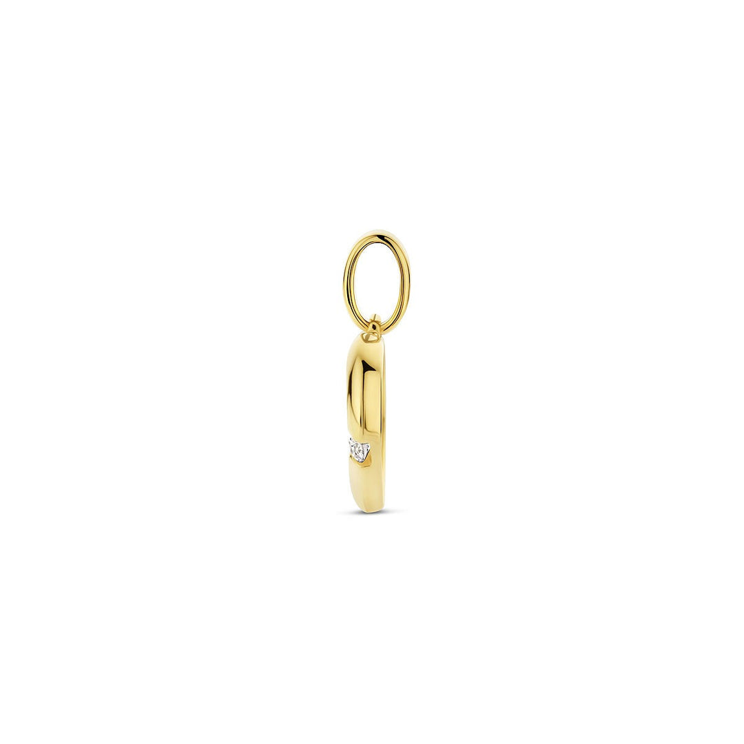 9k geelgouden hanger met hart en zirkonia