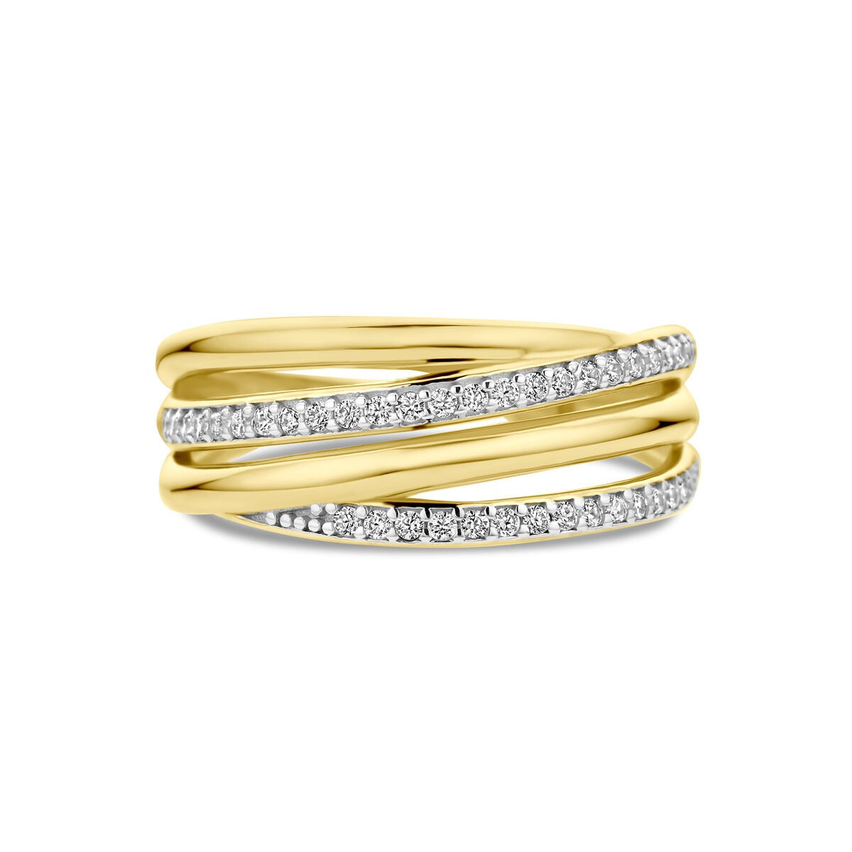 9-Karat-Gelbgold-Damenring mit Zirkonia – kraftvoll und funkelnd
