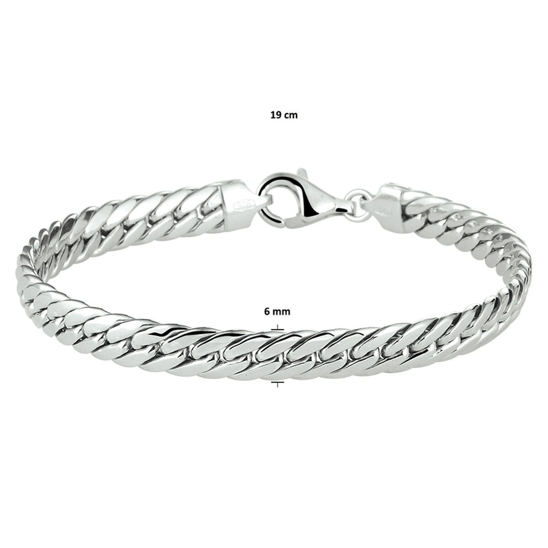 Armband Gourmette 4-seitig geschliffen 6,0 mm 19 cm Silber rhodiniert