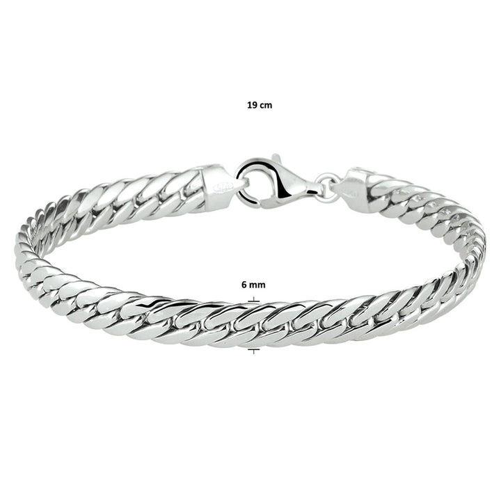 Armband Gourmette 4-seitig geschliffen 6,0 mm 19 cm Silber rhodiniert