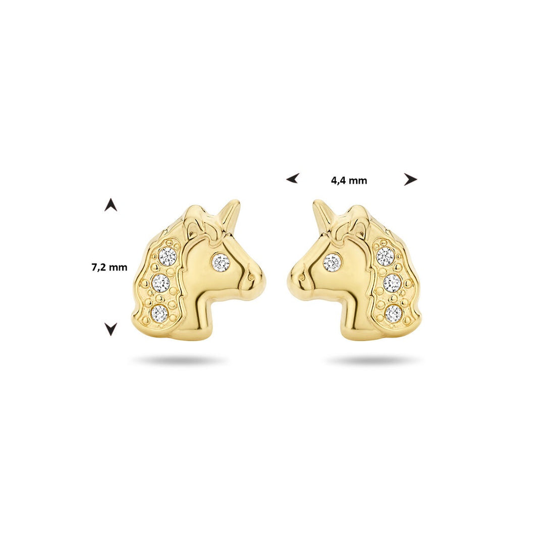 Ohrstecker Einhorn Zirkonia 14K Gelbgold