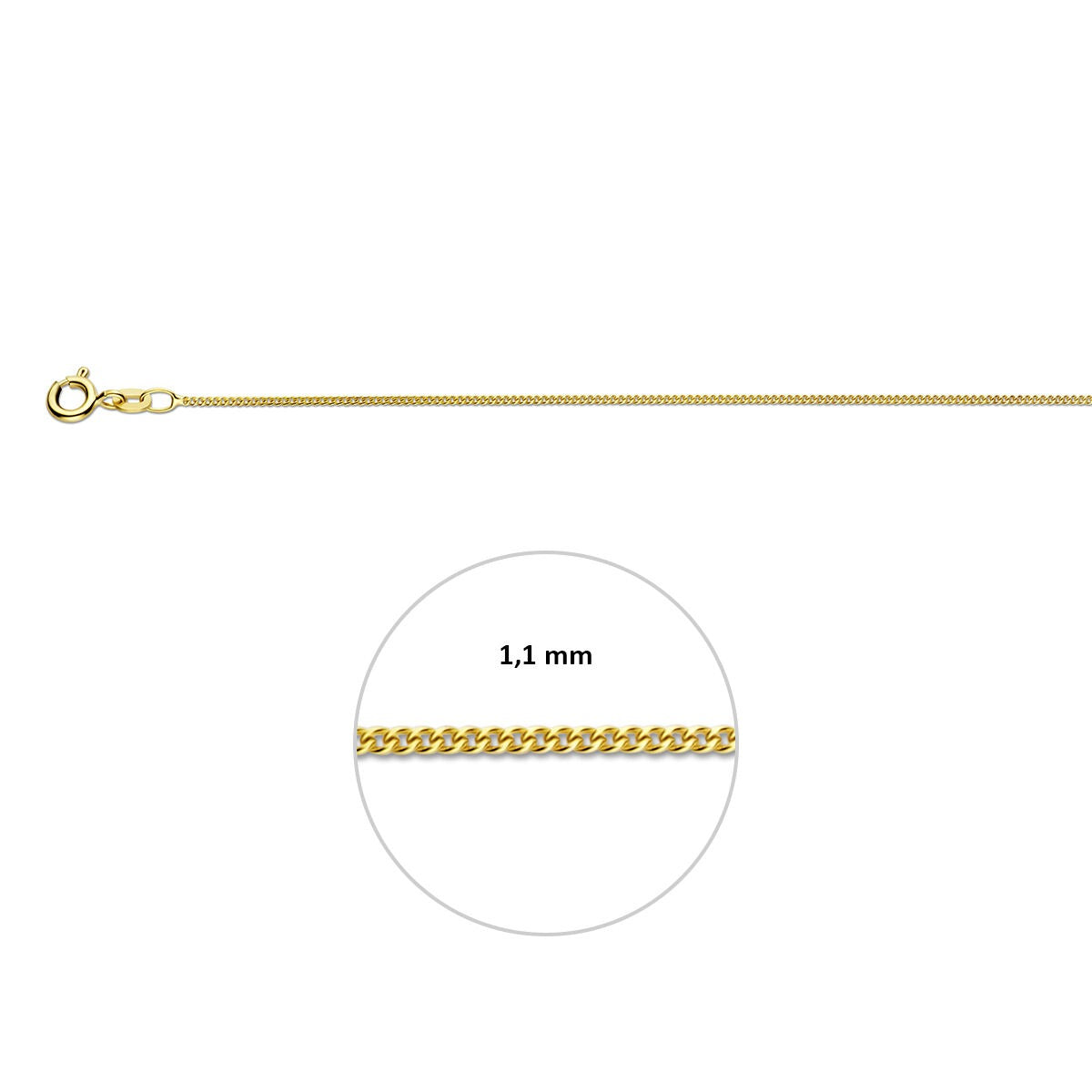 14 Karat Gelbgold Gourmethalskette – 1,1 mm