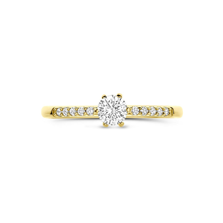 Gouden damesring met zirkonia – 14k geelgoud