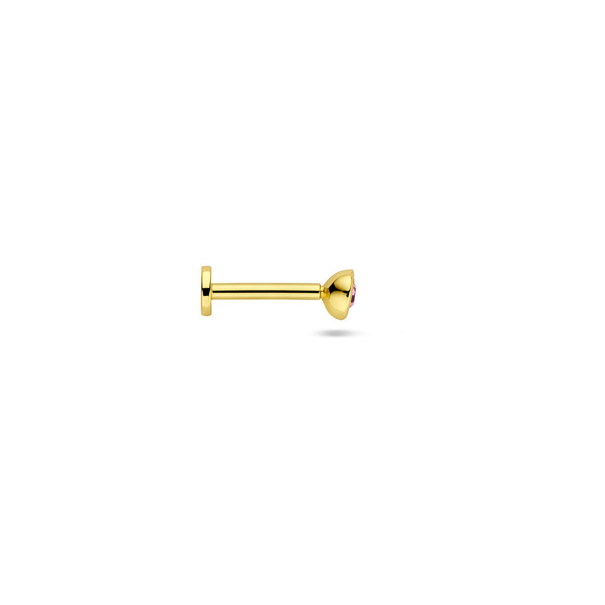 Vergoldetes 925er Silber Flat Back Piercing mit rosa Strass