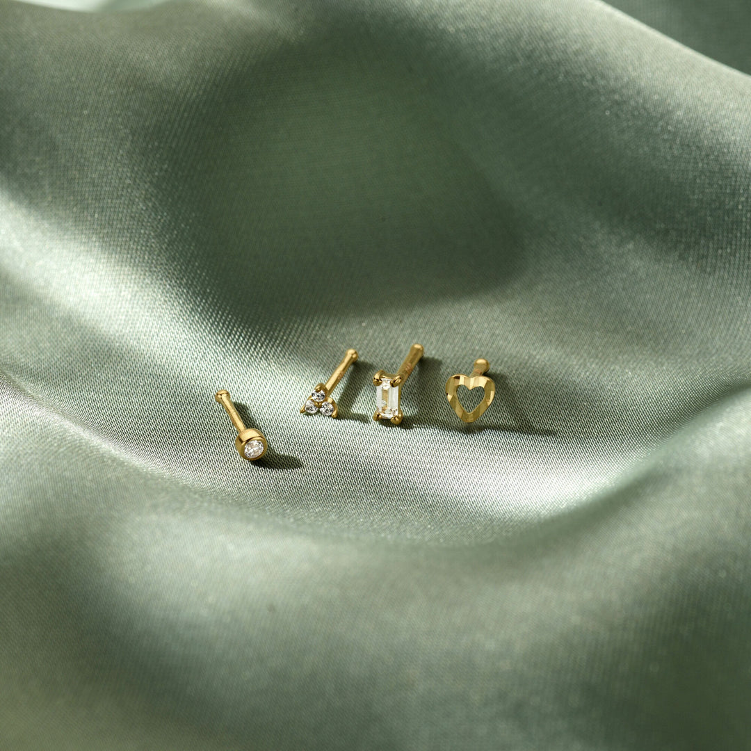 Nasenstecker Herzkugel diamantiert 14K Gelbgold