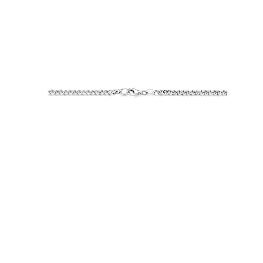 Gerhodineerd zilveren gourmette ketting met ronde connector
