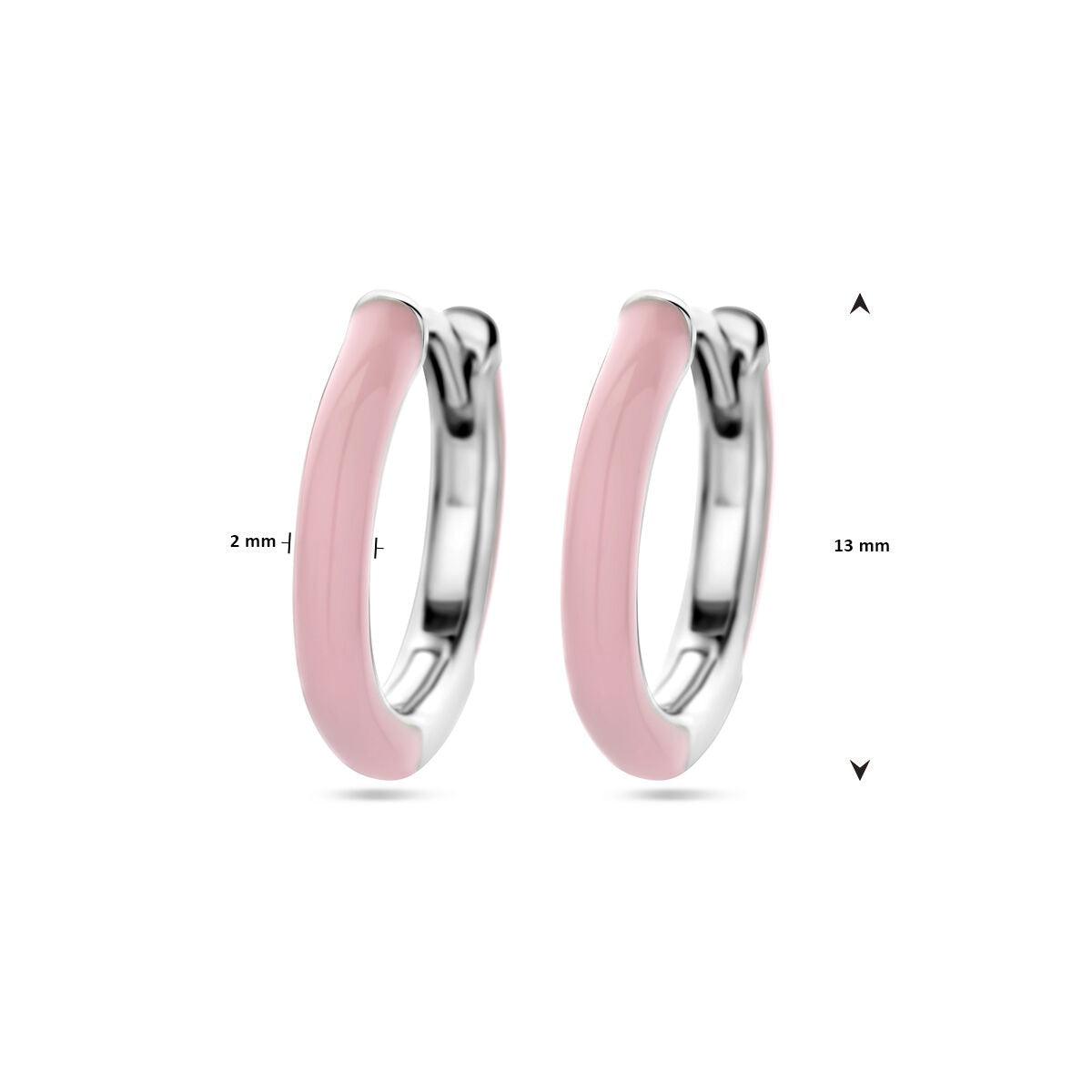 Rhodinierte Klappcreolen aus Sterlingsilber mit rosa Emaille