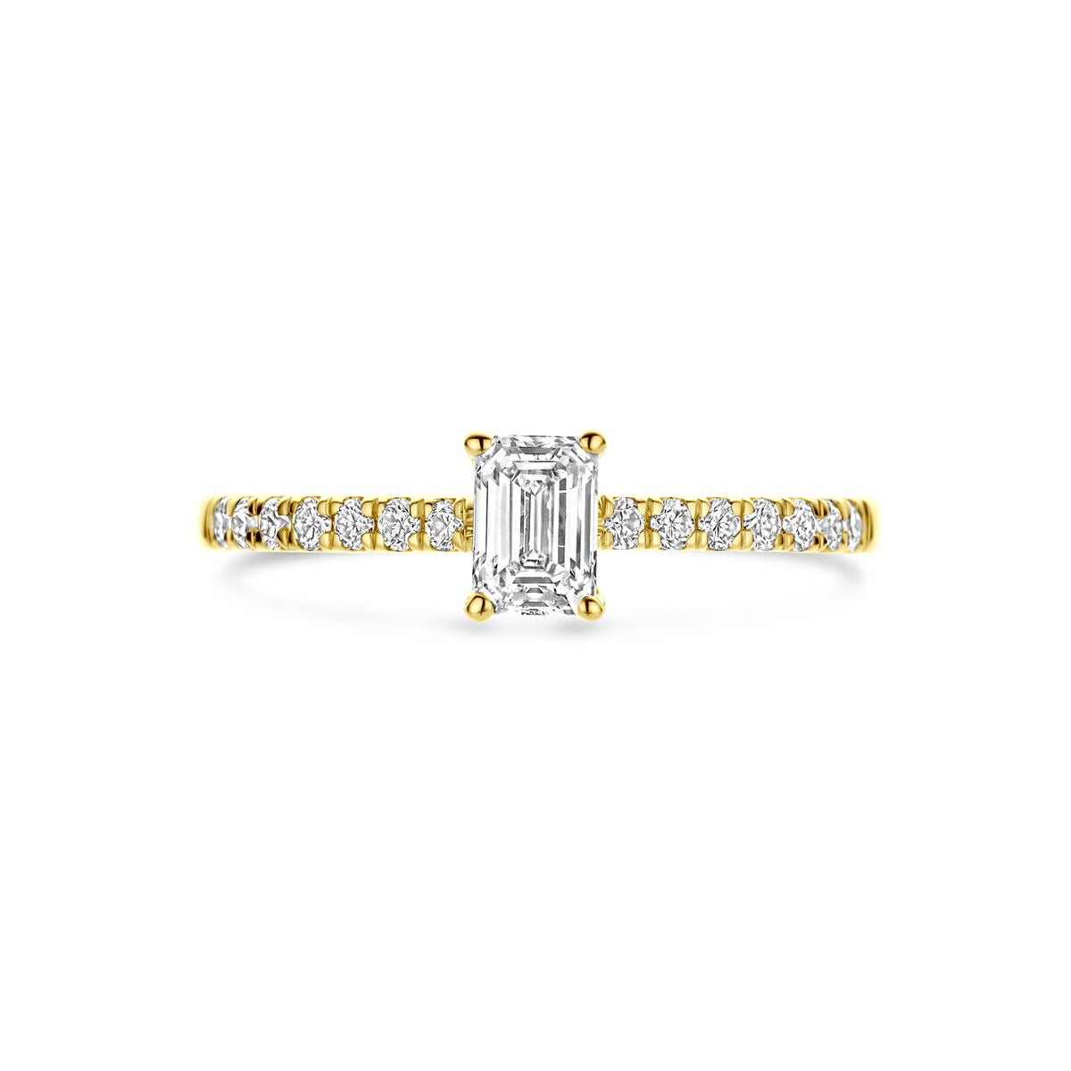 Goldring 14k mit im Labor gezüchtetem Diamanten – Smaragdschliff