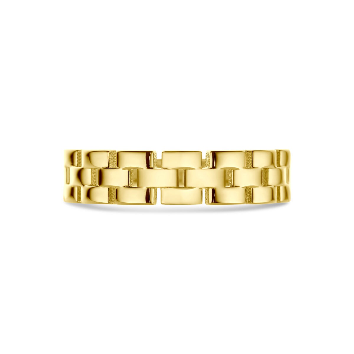9 Karat Gold Damenring mit Gliedermuster – Gelbgold 4,5 mm breit