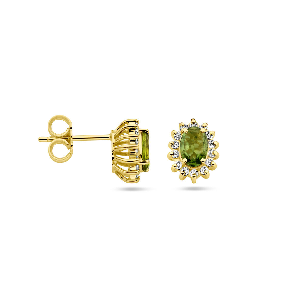 Ohrstecker aus 14 K Gelbgold mit Turmalin und Diamant