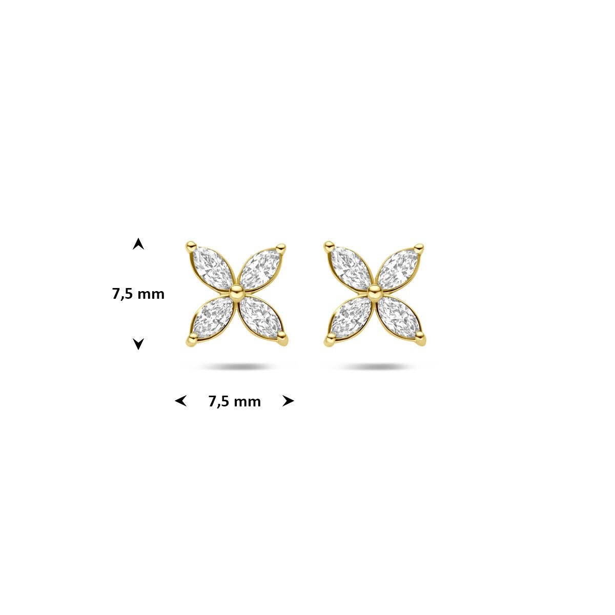 14k Gelbgold Ohrstecker mit im Labor gezüchteten Diamanten Blumen
