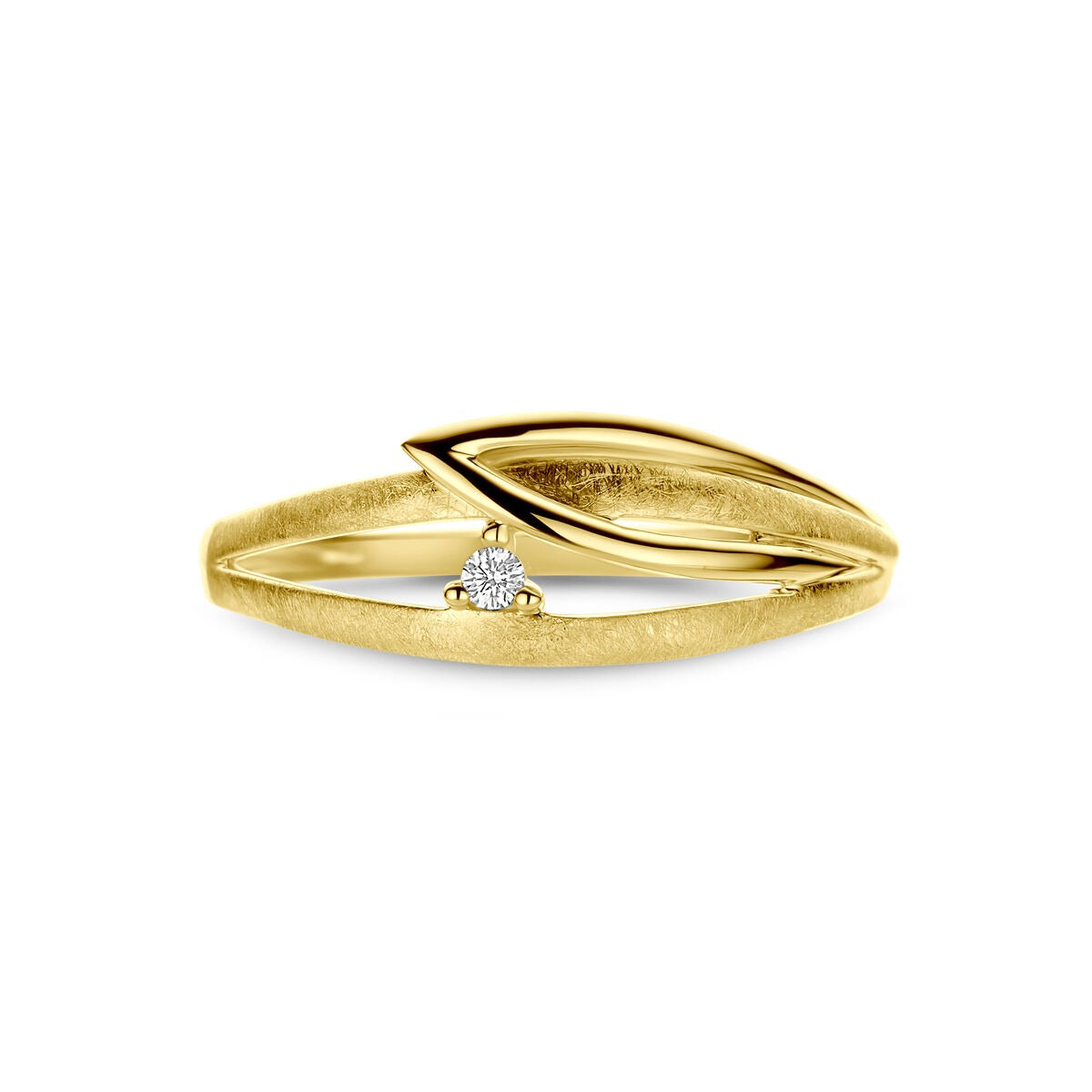 14 Karat Gelbgold Damenring mit Diamant – 7 mm breit