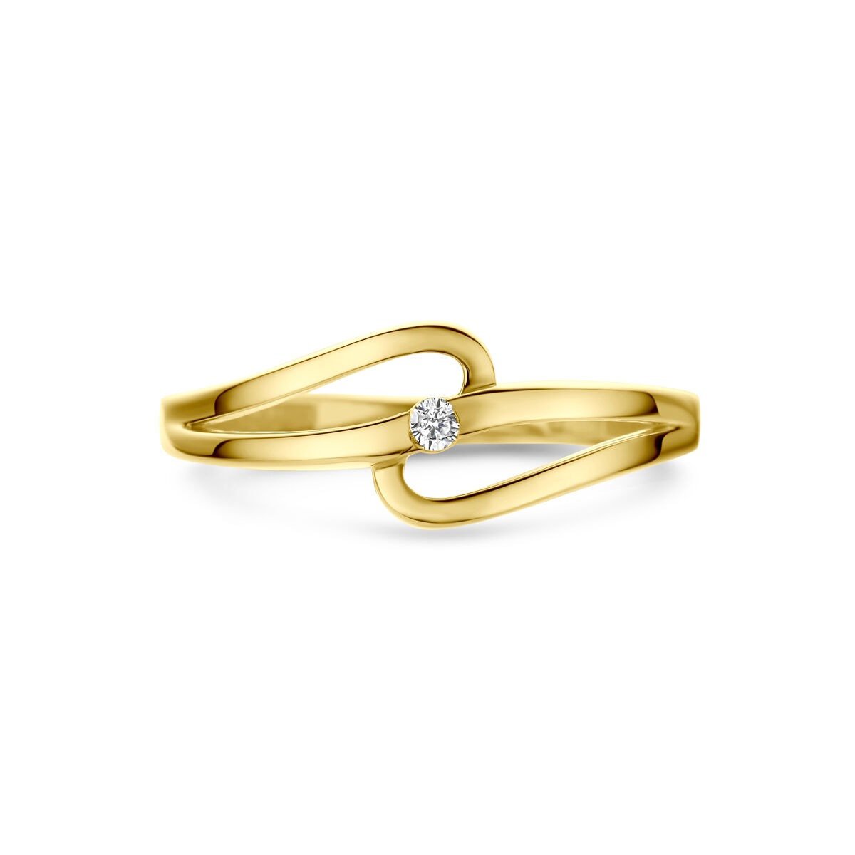 14kt Gelbgoldring mit Zirkonia-Solitär