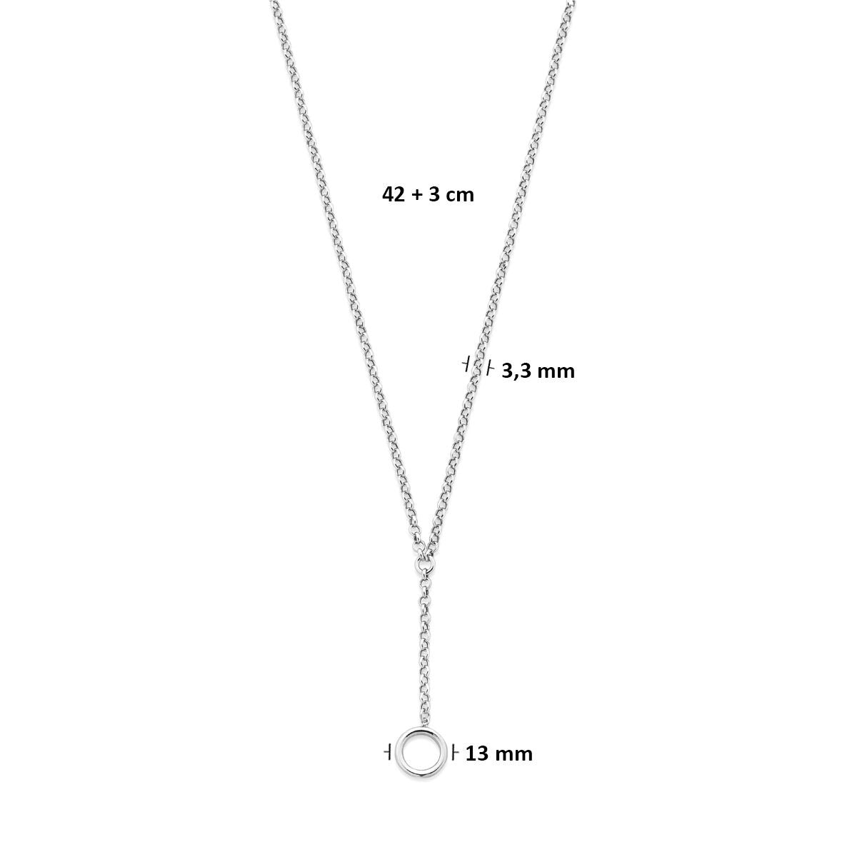 Rhodiniertes 925er Silber Y-Collier mit Kreis