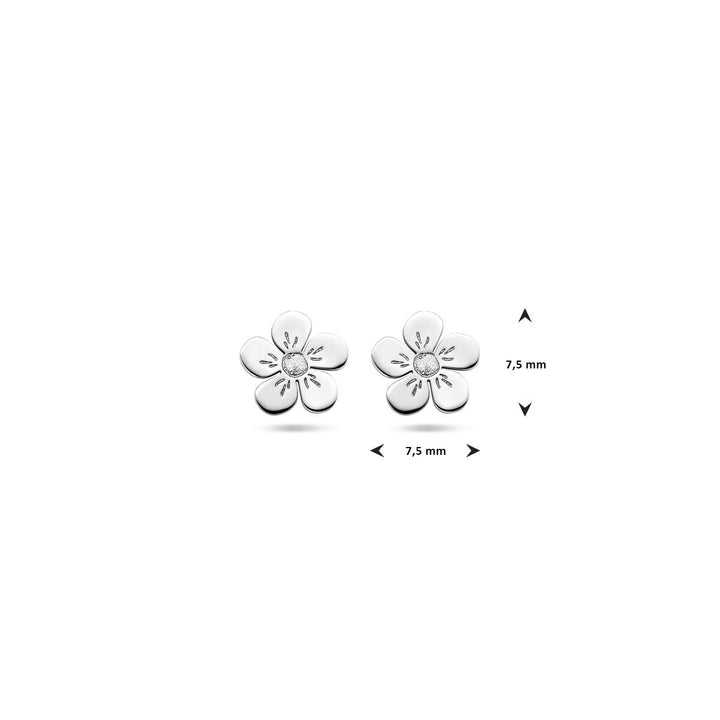 Silber rhodinierte Blumen-Ohrstecker