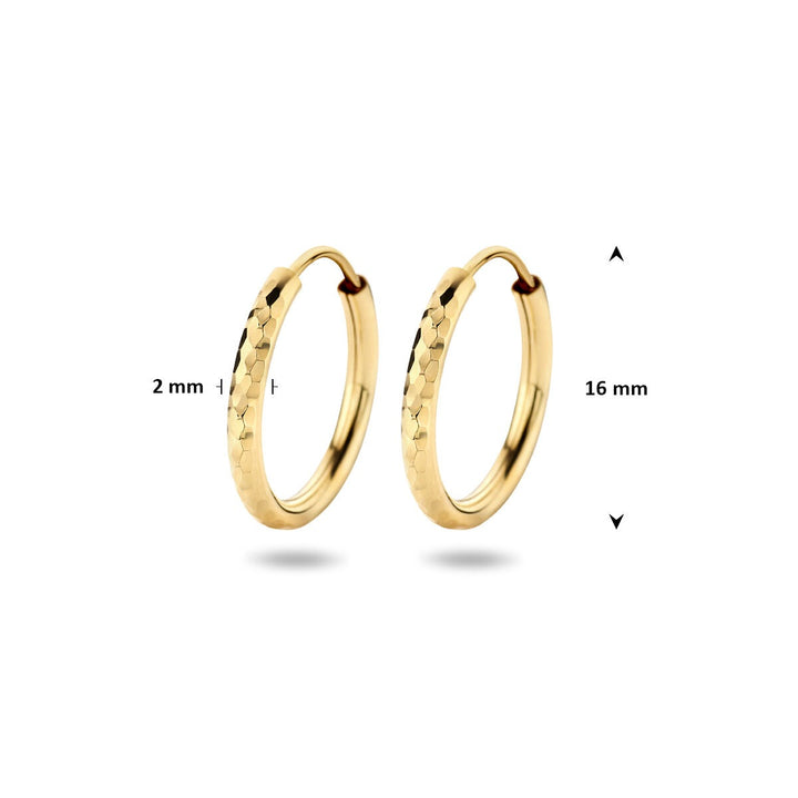 Ohrringe rundes Rohr diamantiert 14K Gelbgold