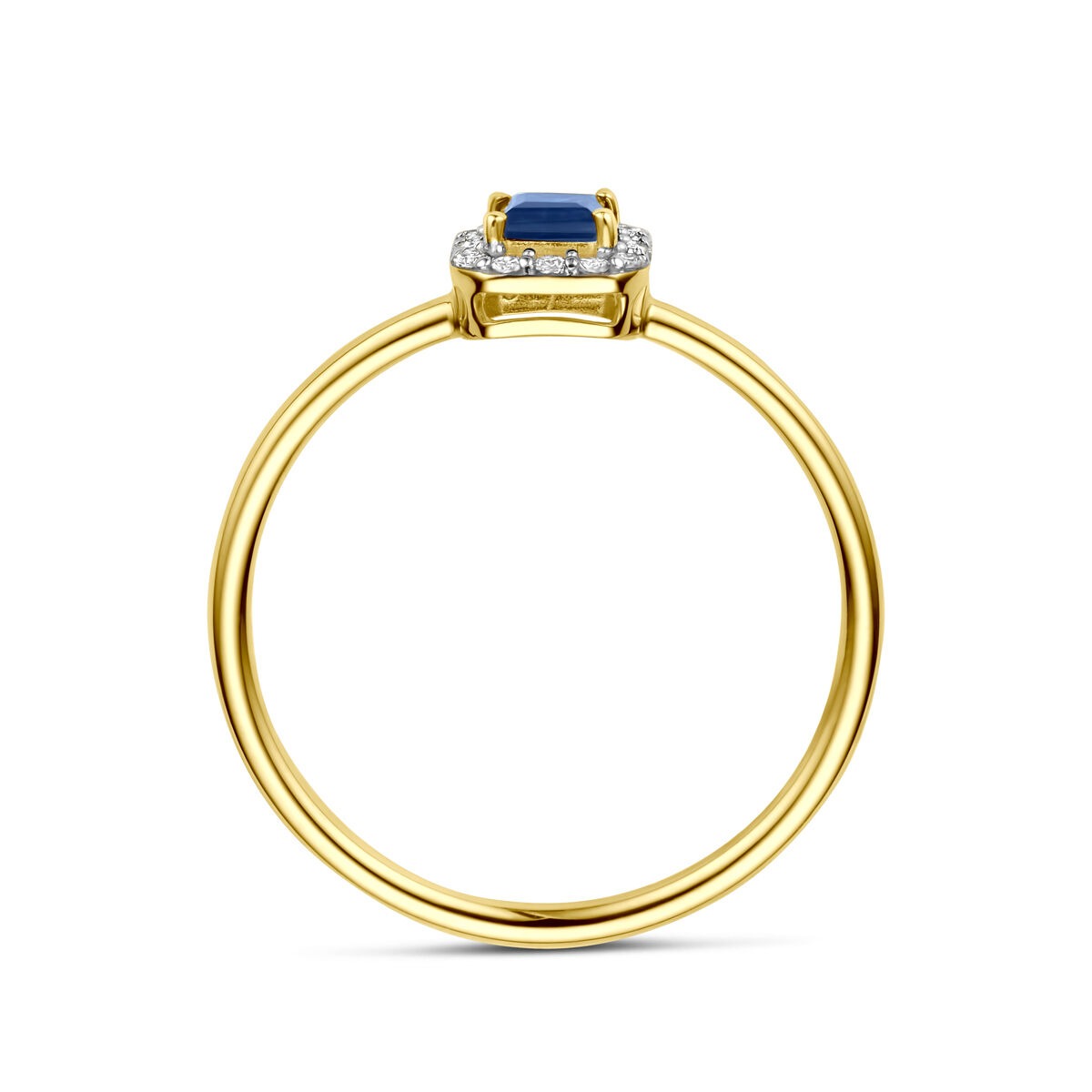 Goldring mit Saphir und Diamant – 14 Karat