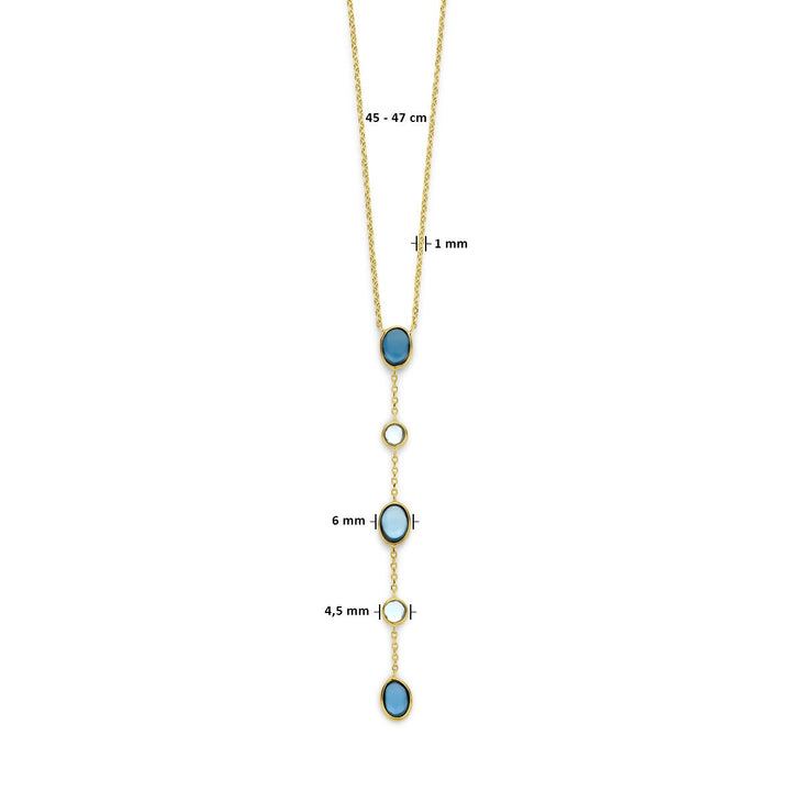 Halskette London Blau und Blautopas 45 - 47 cm 14K Gelbgold