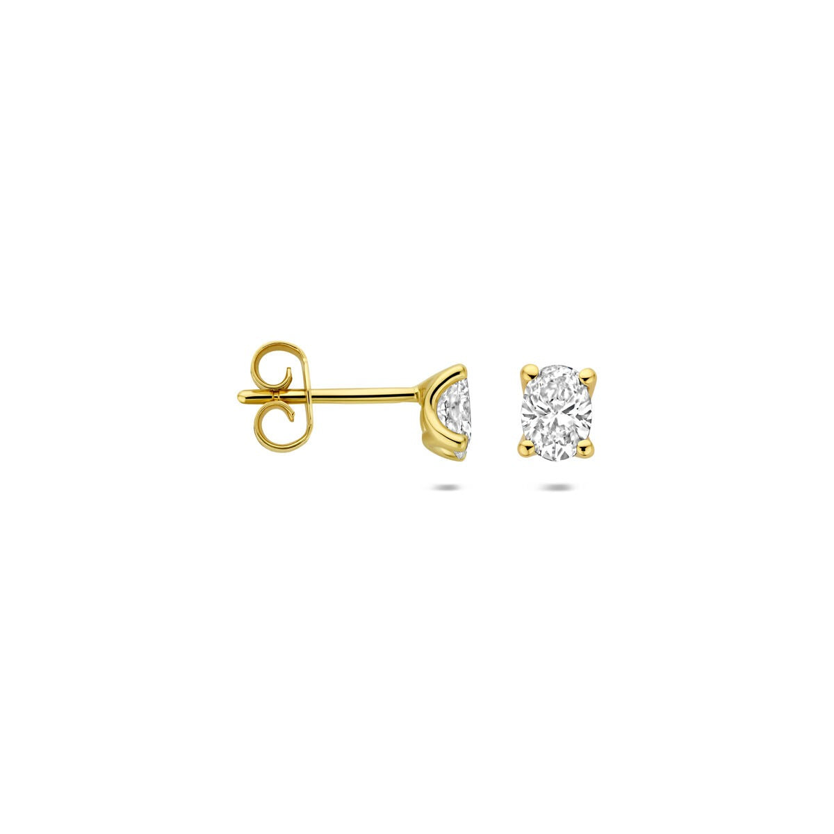 14K Gelbgold-Ohrstecker mit im Labor gezüchtetem Diamant – oval 0.60ct