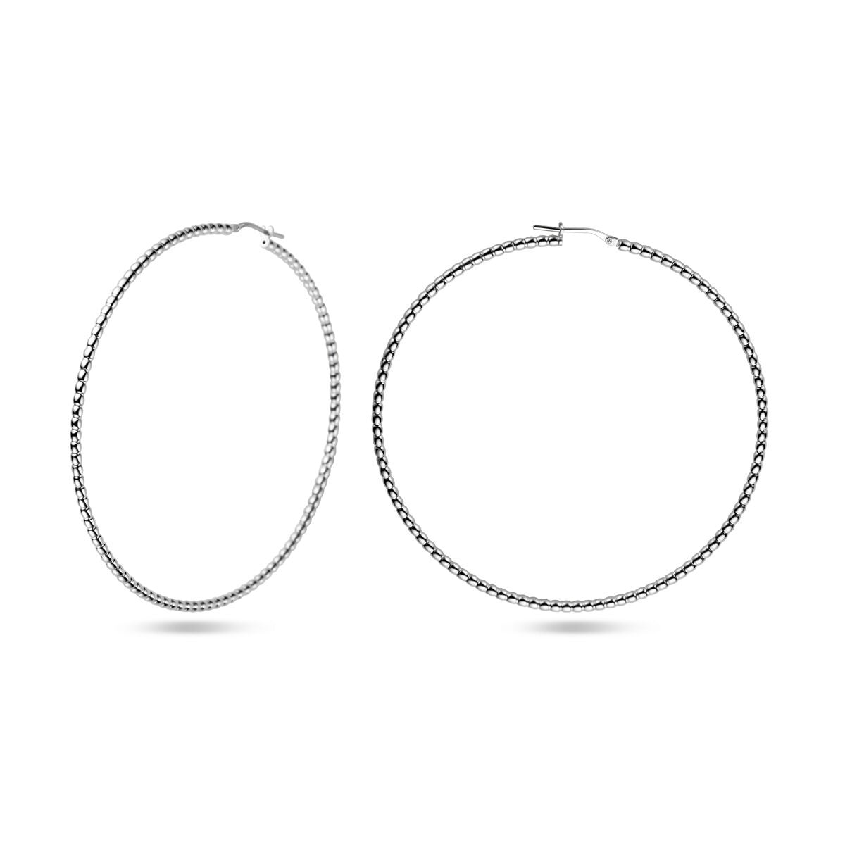 Silberne Creolen – rhodiniertes 925er Silber, 75 mm