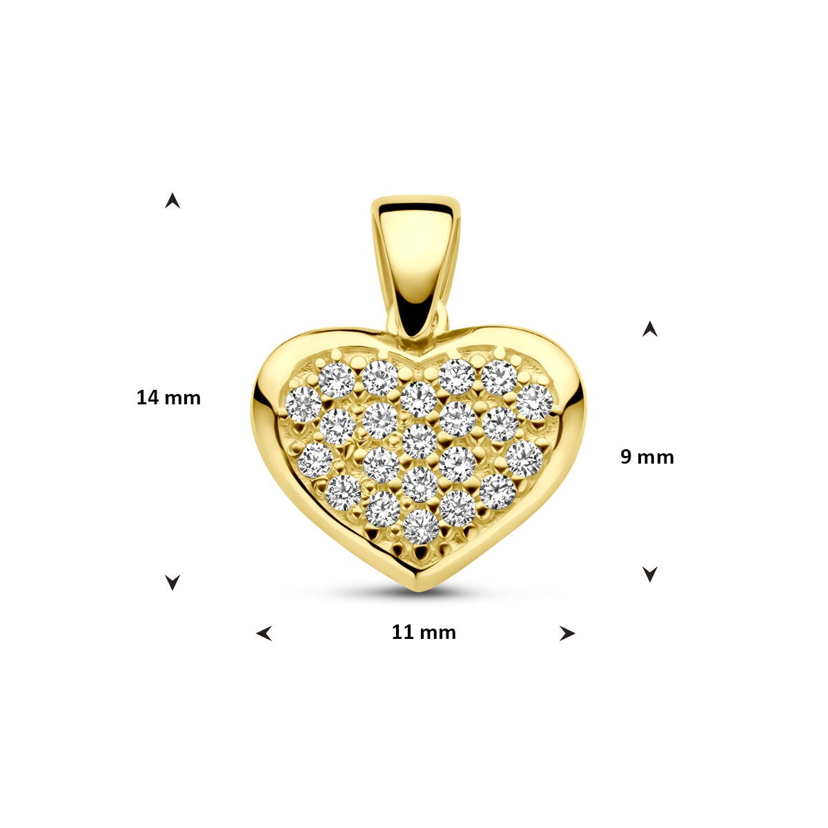 14k Gelbgold Herzanhänger mit Zirkonia – schillernder Damenanhänger voller Liebe
