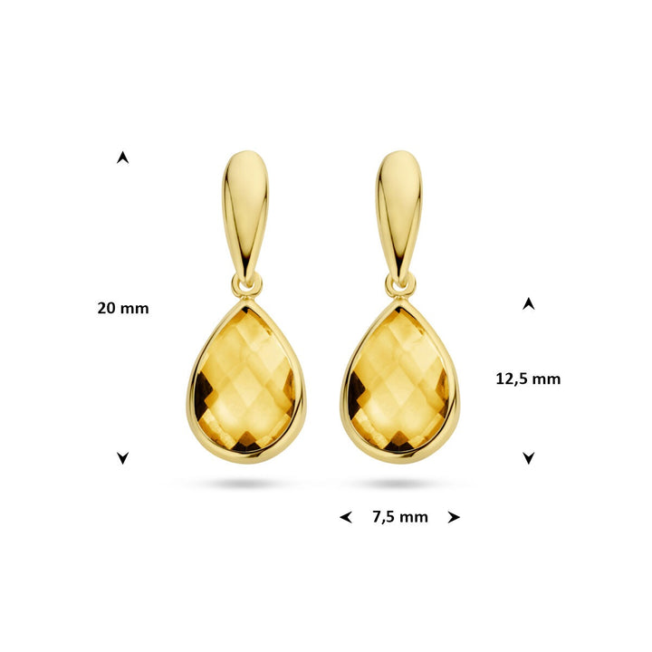 9k geelgouden oorhangers met citrien