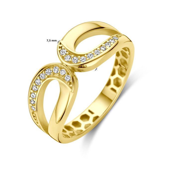 9k Geelgouden ring met zirkonia