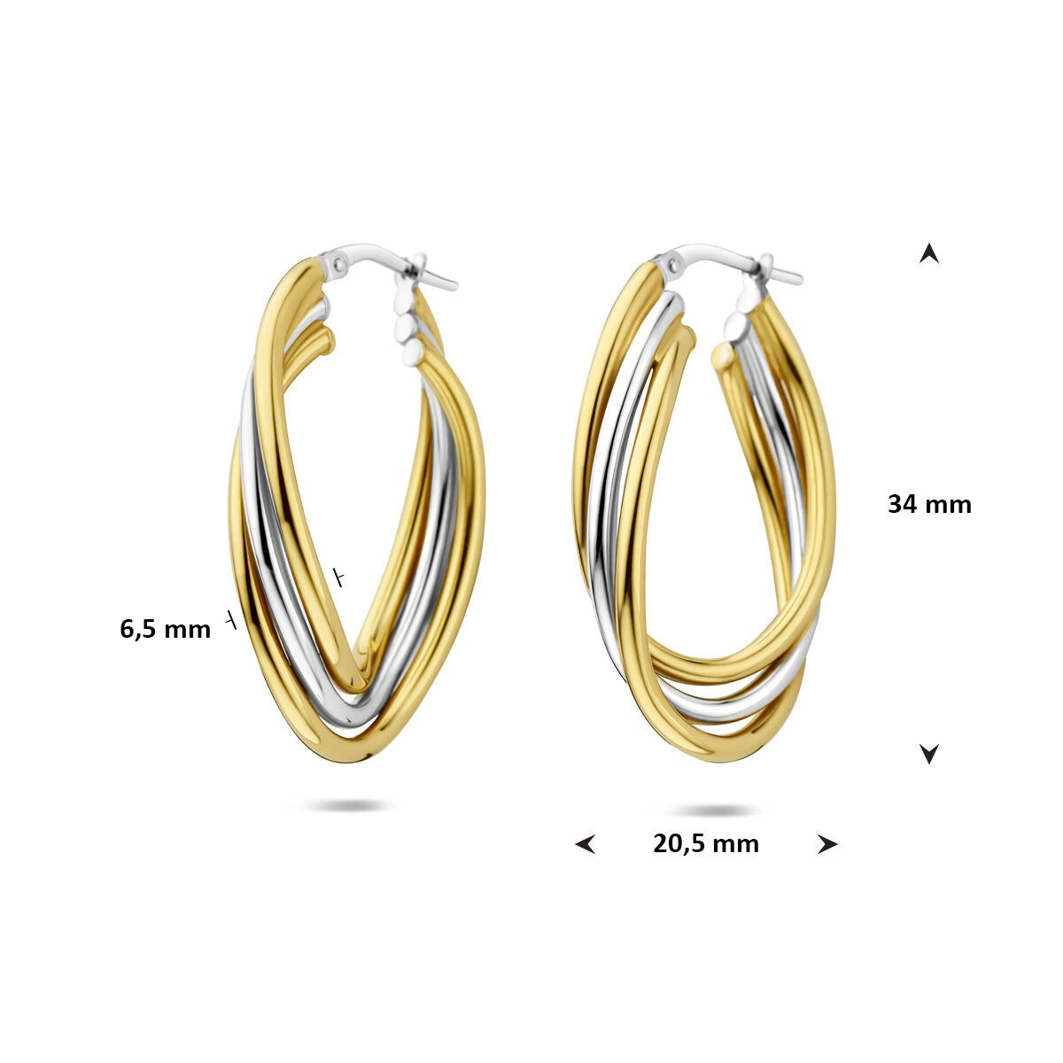 Bicolor-Ohrringe, oval, Silber – eleganter Kontrast in Gold und Silber
