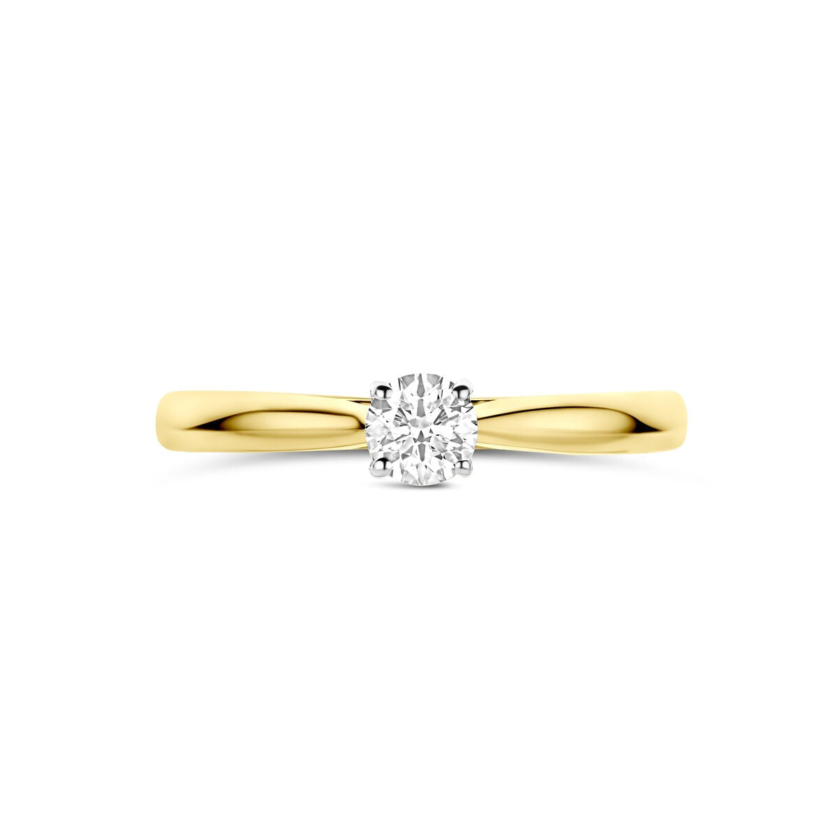 14 Karat Bicolor Gelb- und Weißgoldring mit 0,25 Karat im Labor gezüchtetem Diamanten