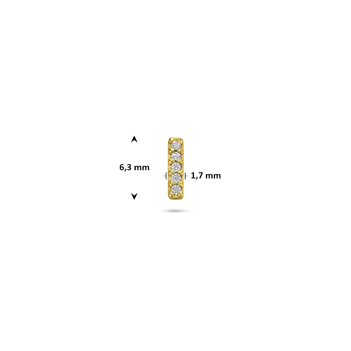 Vergoldetes 925er Silber Flat Back Piercing mit rechteckiger Zirkonia-Reihe