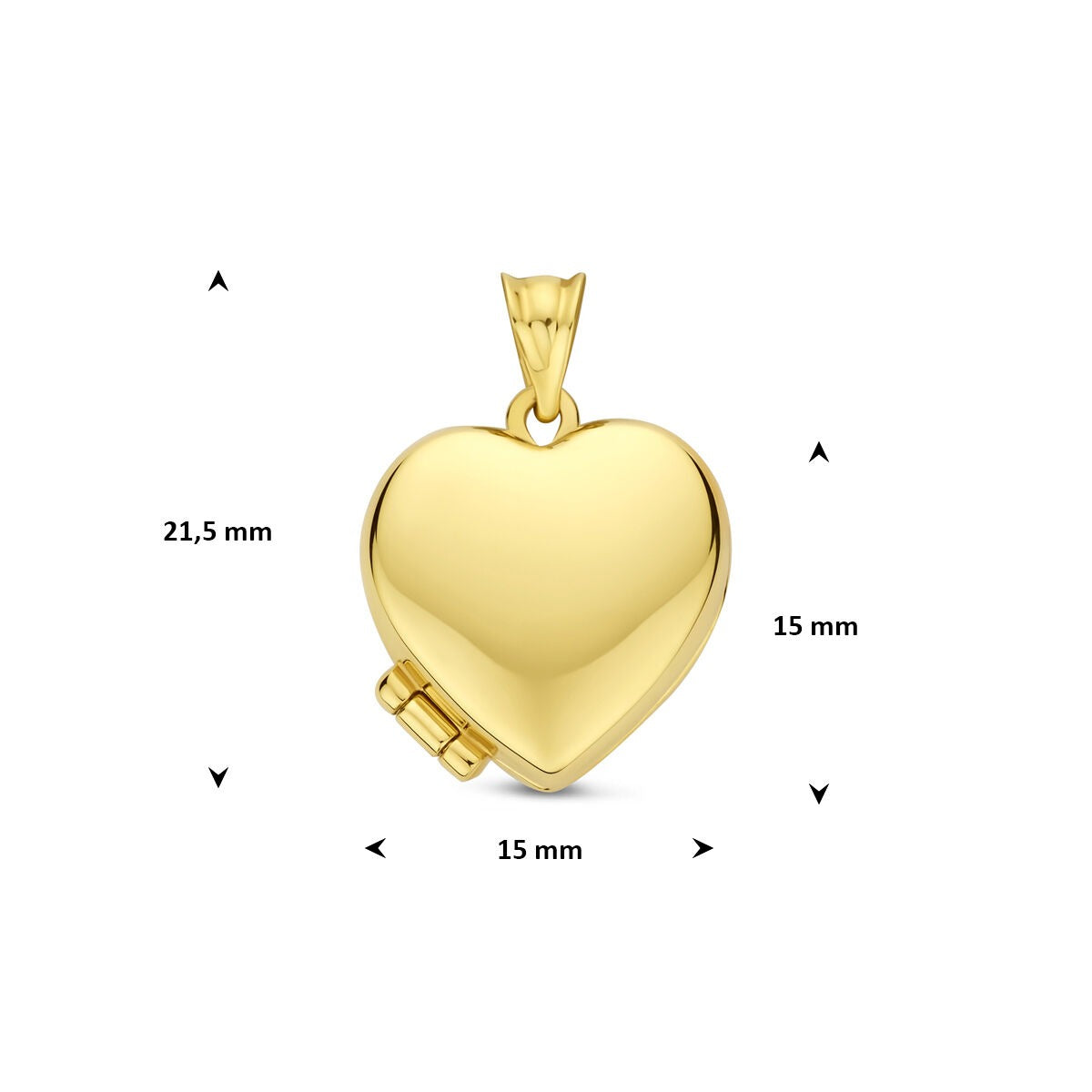 14k Gelbgold Herz Medaillon 15 mm