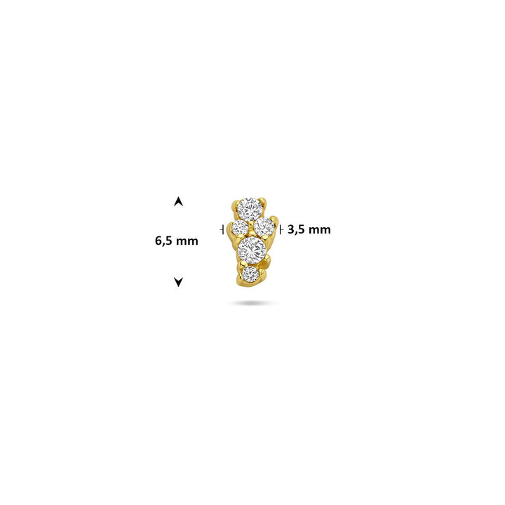 Verguld 925 zilveren flat back piercing met zirkonia