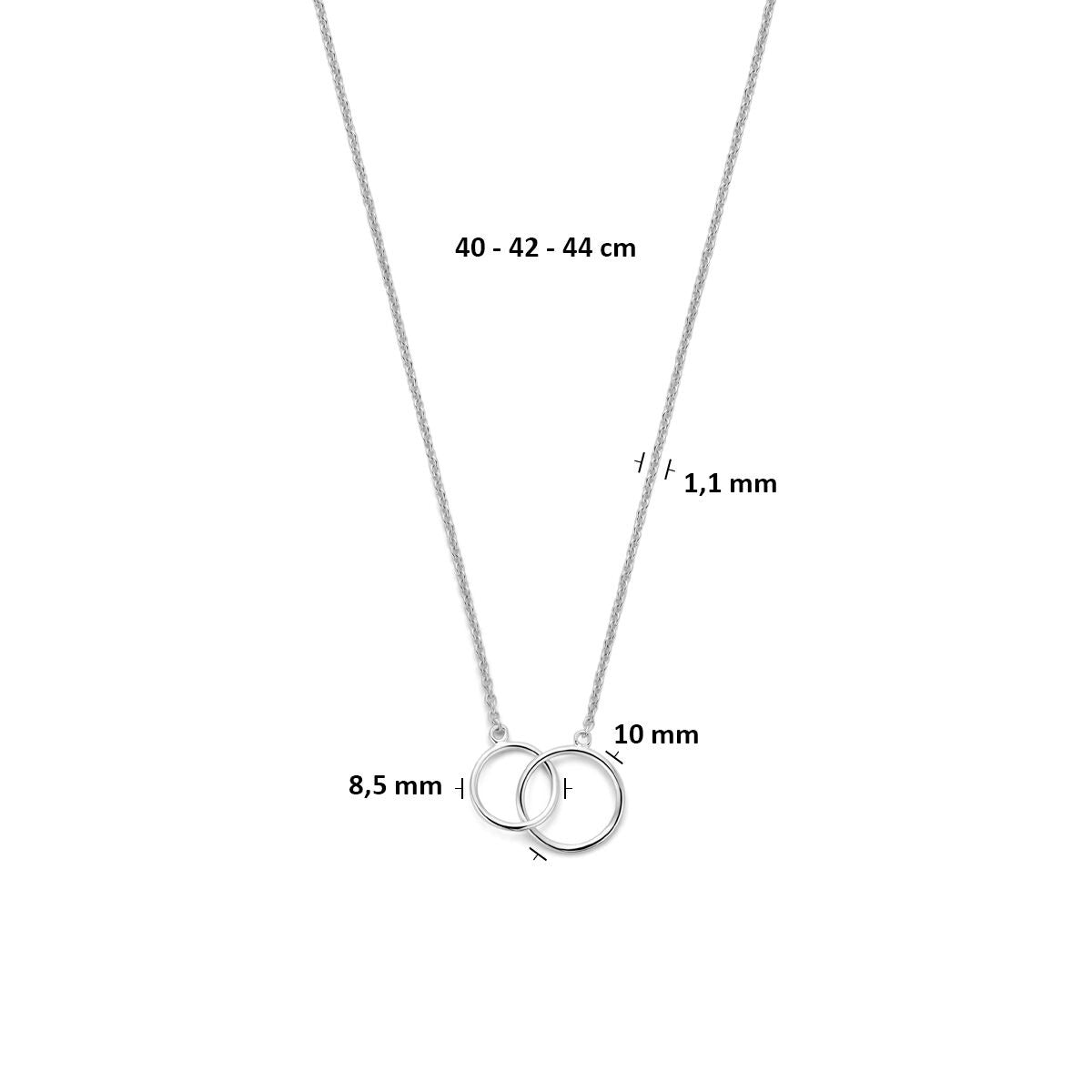Rhodiniertes 925er Silber Collier mit Kreisen