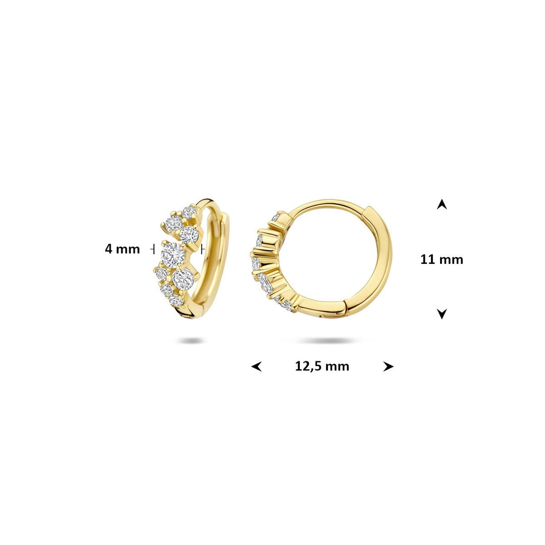 Verguld Geel Zilveren Klapoorringen met Zirkonia