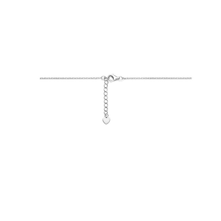 Gerhodineerd zilveren collier met saffier en zirkonia