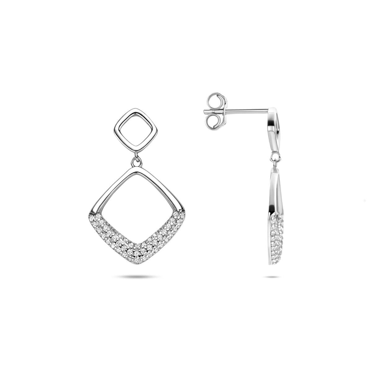 Silberne Ohrhänger mit Zirkonia – rhodiniertes 925er Silber