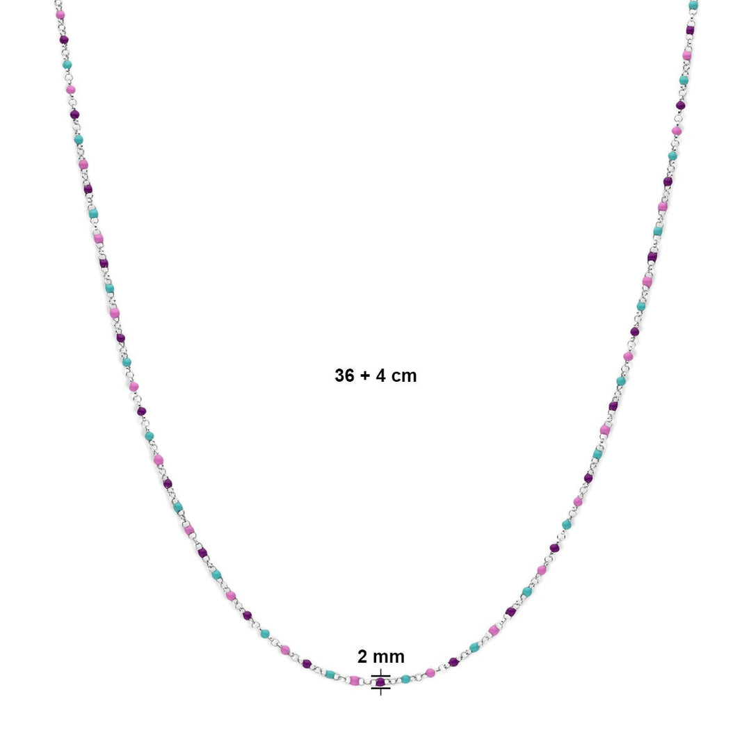 Halskette Kugeln aus farbigem Email 36 + 4 cm Silber rhodiniert