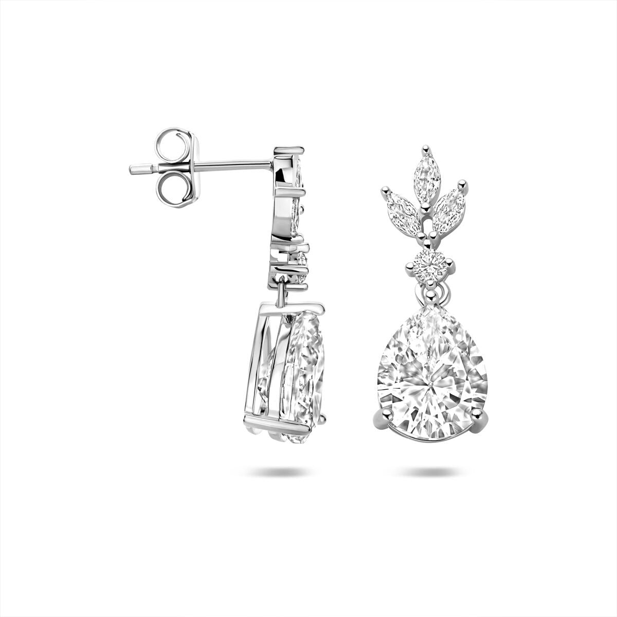 Rhodinierte Silberohrringe mit Zirkonia