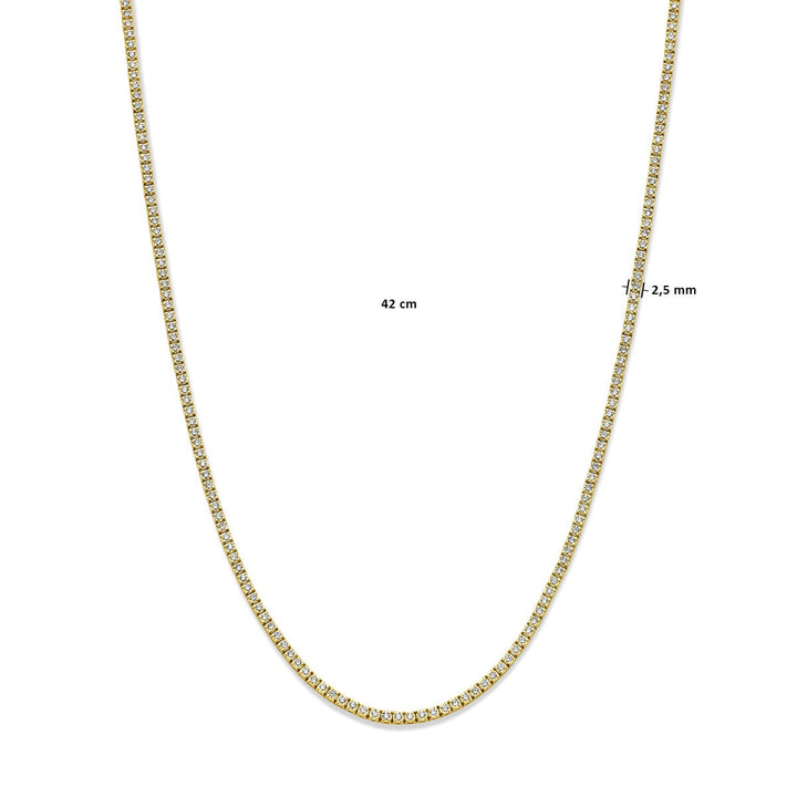 Tennis-Halskette, Lab-grown-Diamant, 5,00 ct g, Si 2,5 mm, 42 cm, 14 K Gelbgold